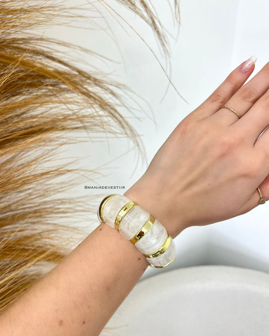 Bracelete Valeria Off/Dourado 110043
