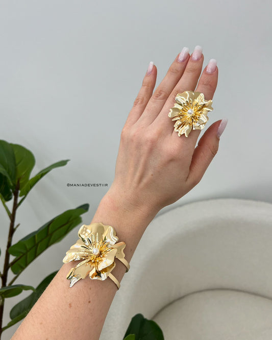 Conjunto Bracelete e Anel Stela 108458
