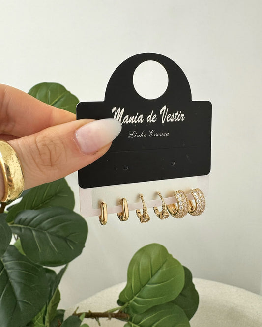 Kit de Brincos Mania Essenza Dourado 136044