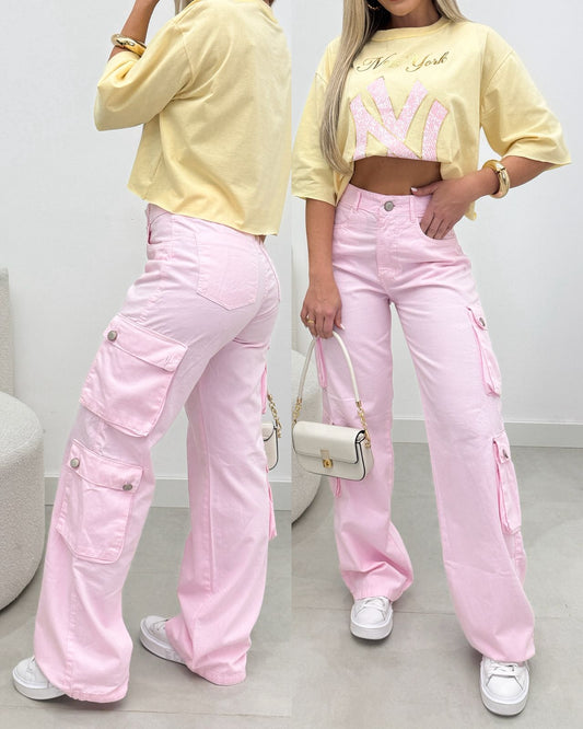 Calça Jeans Delavê Ozana Rosa 106961