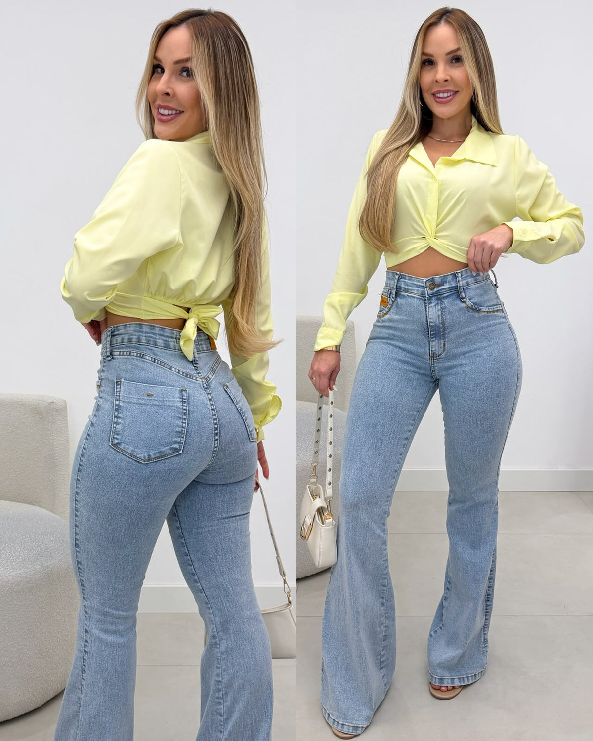 Cropped Camisa Mirela Amarela 136684