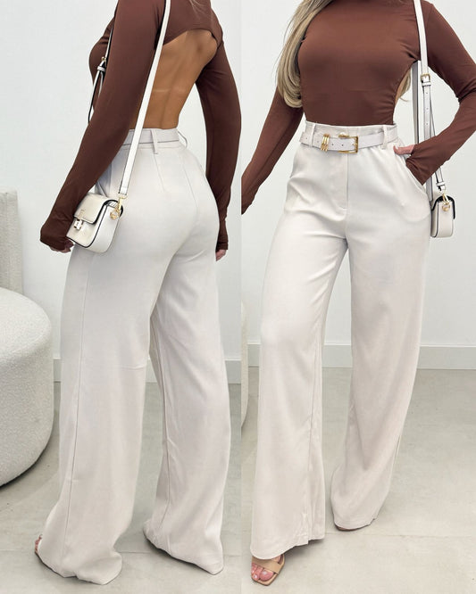 Calça Pantalona Melissa Creme 103429