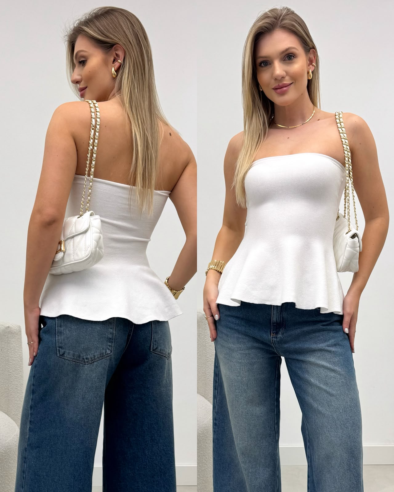 Blusa Peplum Luana Branco 136175