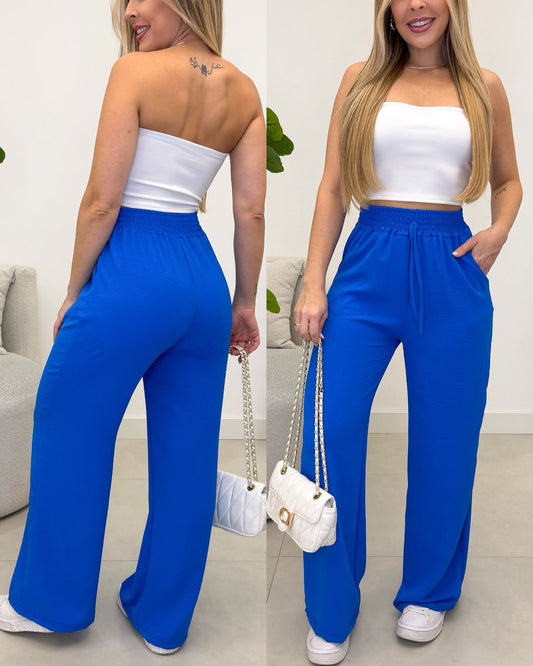 Calça Pantalona Kessia Azul 136796