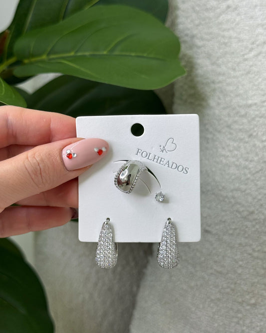 Kit de Brincos Mania Essenza Prata 124372
