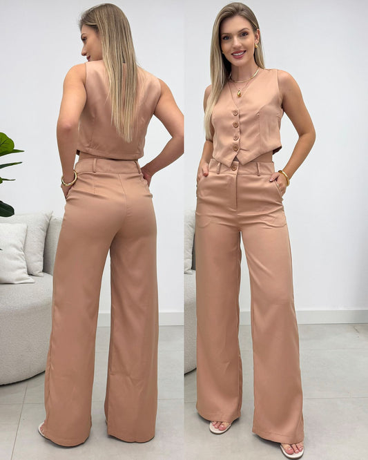 Conjunto Anabela Bege Rosado 133495