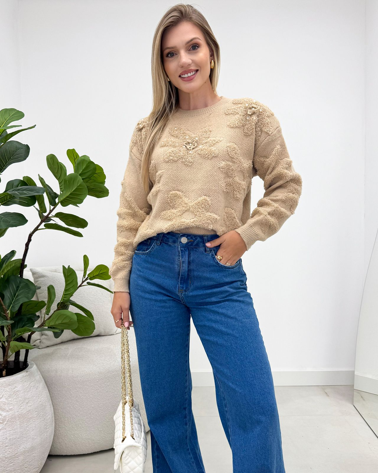 Blusa Tricô Vitoria Bege 133237