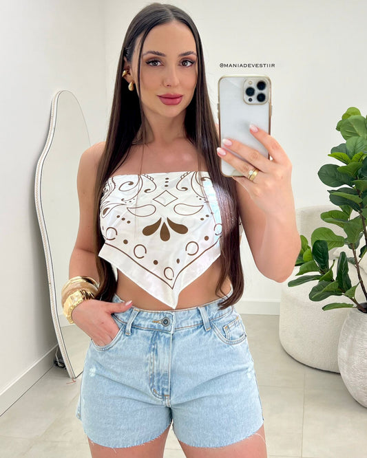 Lenço Mania Essenza Marisa Off/Marrom 119769