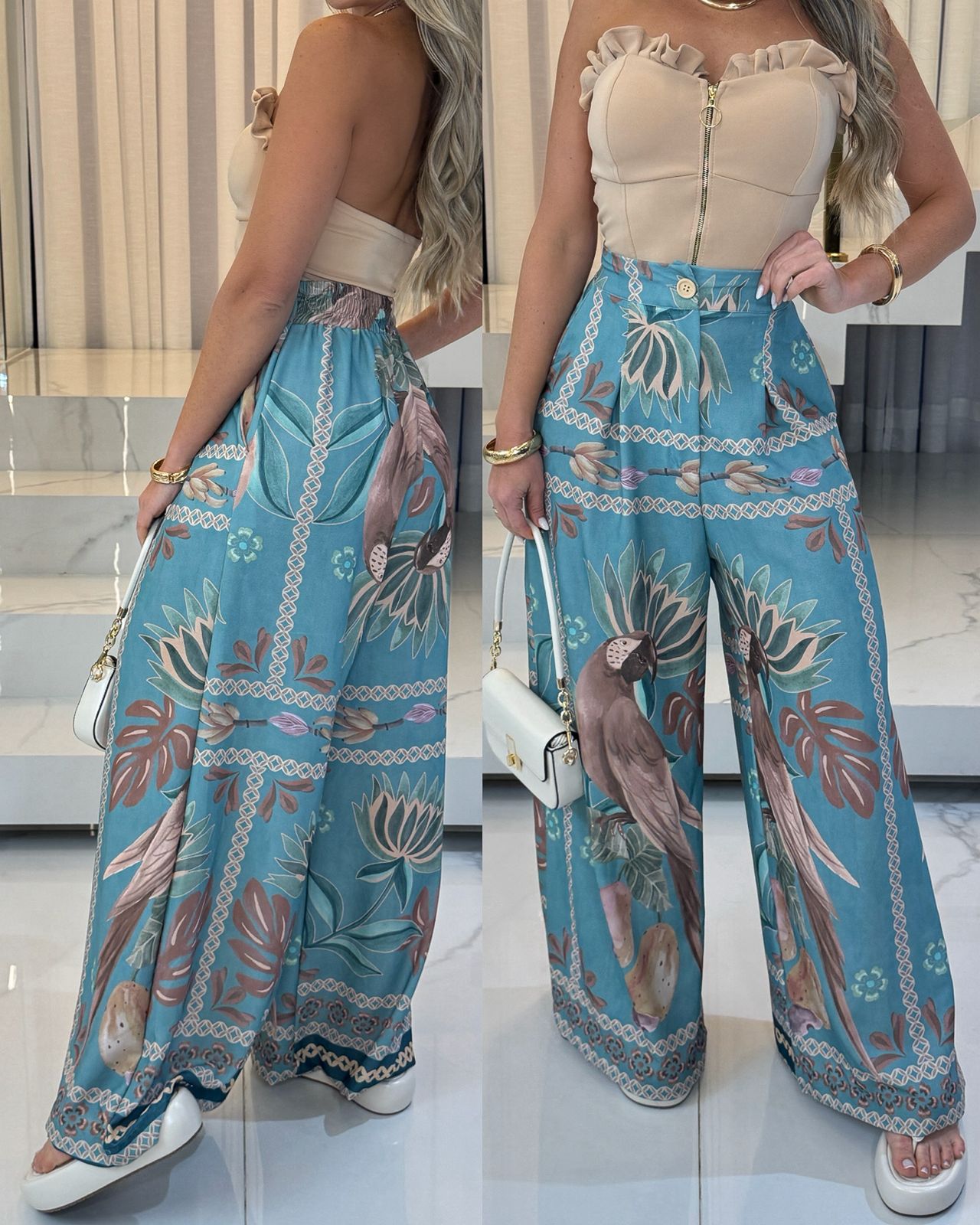 Calça Jasmim Estampa Azul 108259