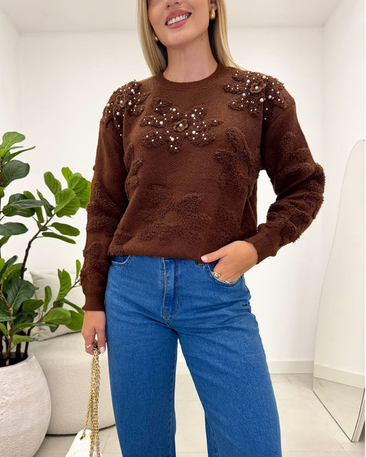 Blusa Tricô Vitoria Marrom 133239