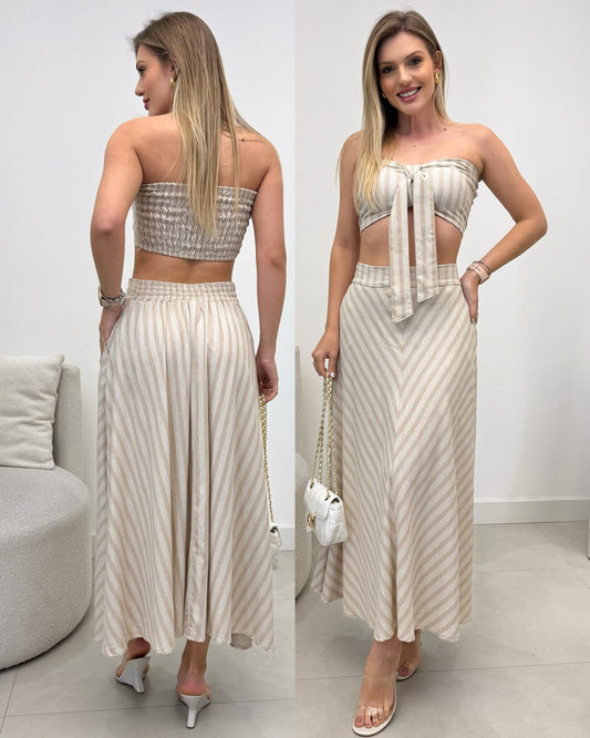 Conjunto Listrado Andréia Bege 136131
