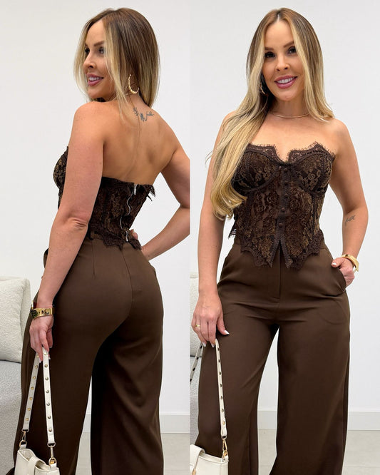 Cropped Corset Nayara Marrom 136515