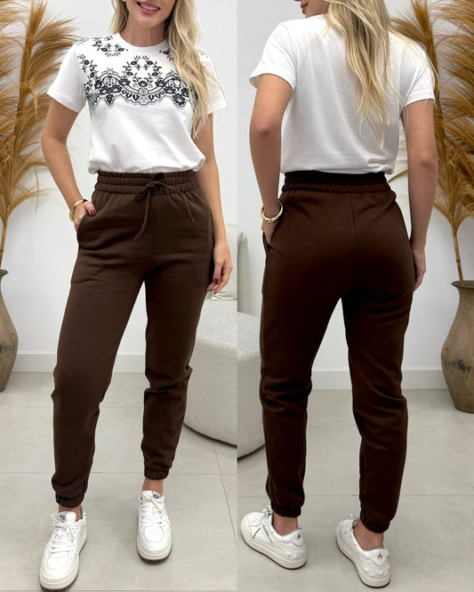 Calça Moletom Diana Marrom 134173