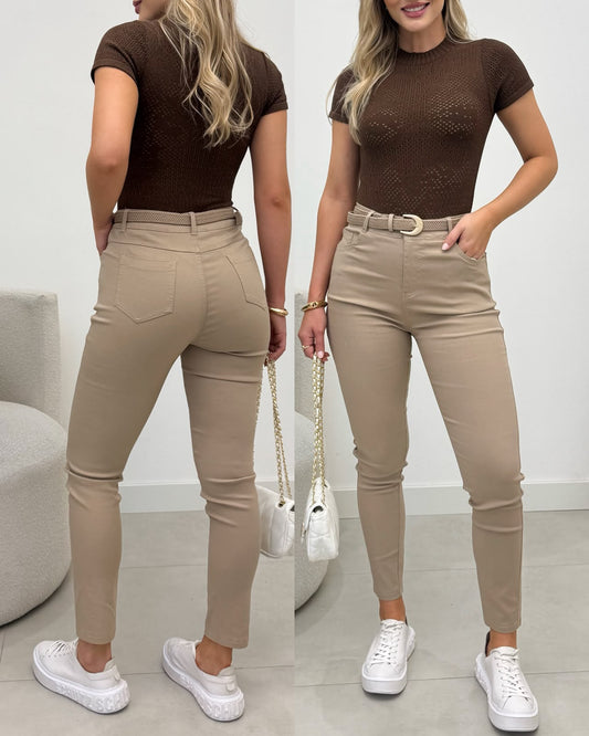 Calça Sarja Julia Bege Escuro 136035