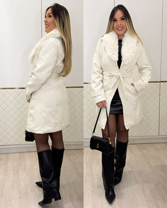 Casaco Lã Batida Talia Creme 133973