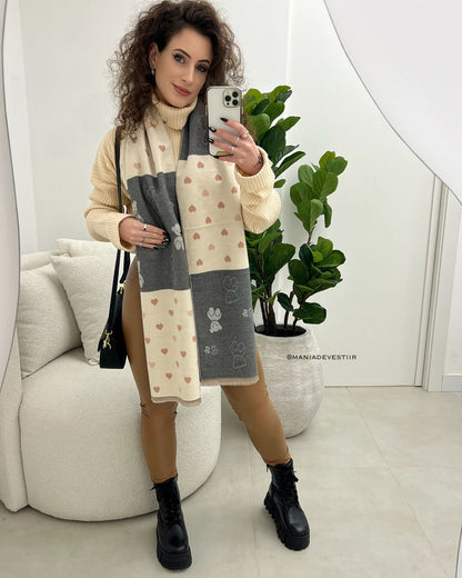 Lenço Isolde Cinza/Creme 102832