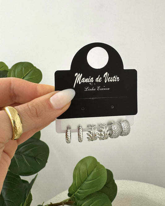 Kit de Brincos Mania Essenza Prata 136049