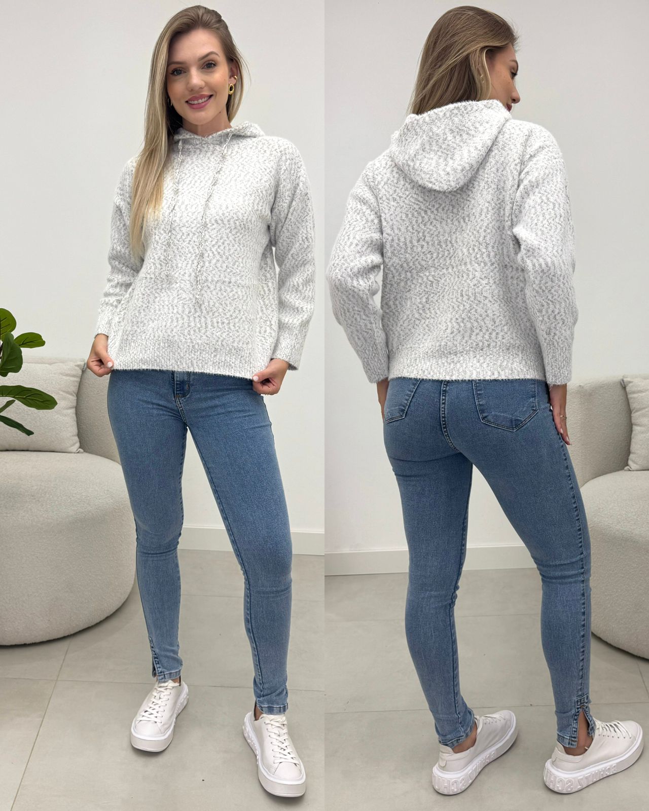 Blusa Tricô Neiva Off/Cinza 133768