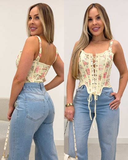 Cropped Corset Zoe Amarelo 136706