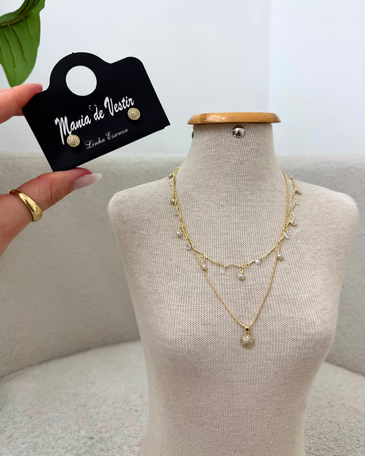 Conjunto Colar e Brinco Mania Essenza Dourado 136074