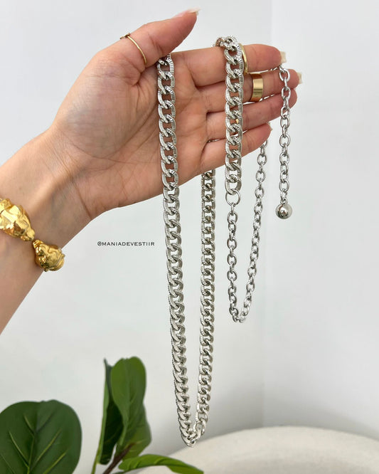 ﻿Cinto Corrente Manu Prata 113553