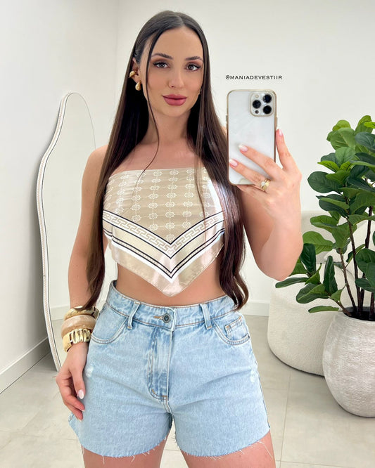 Lenço Mania Essenza Scarlet Bege 119768