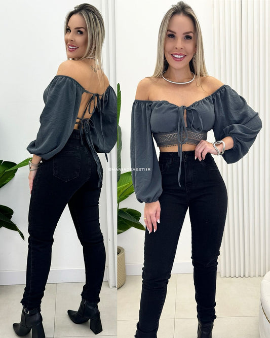 Cropped Alessandra Cinza 63740