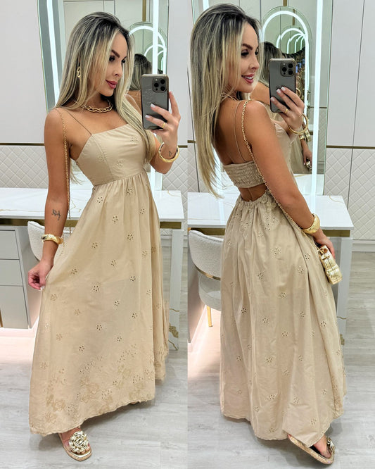 Vestido Vivi Bege Escuro 78583