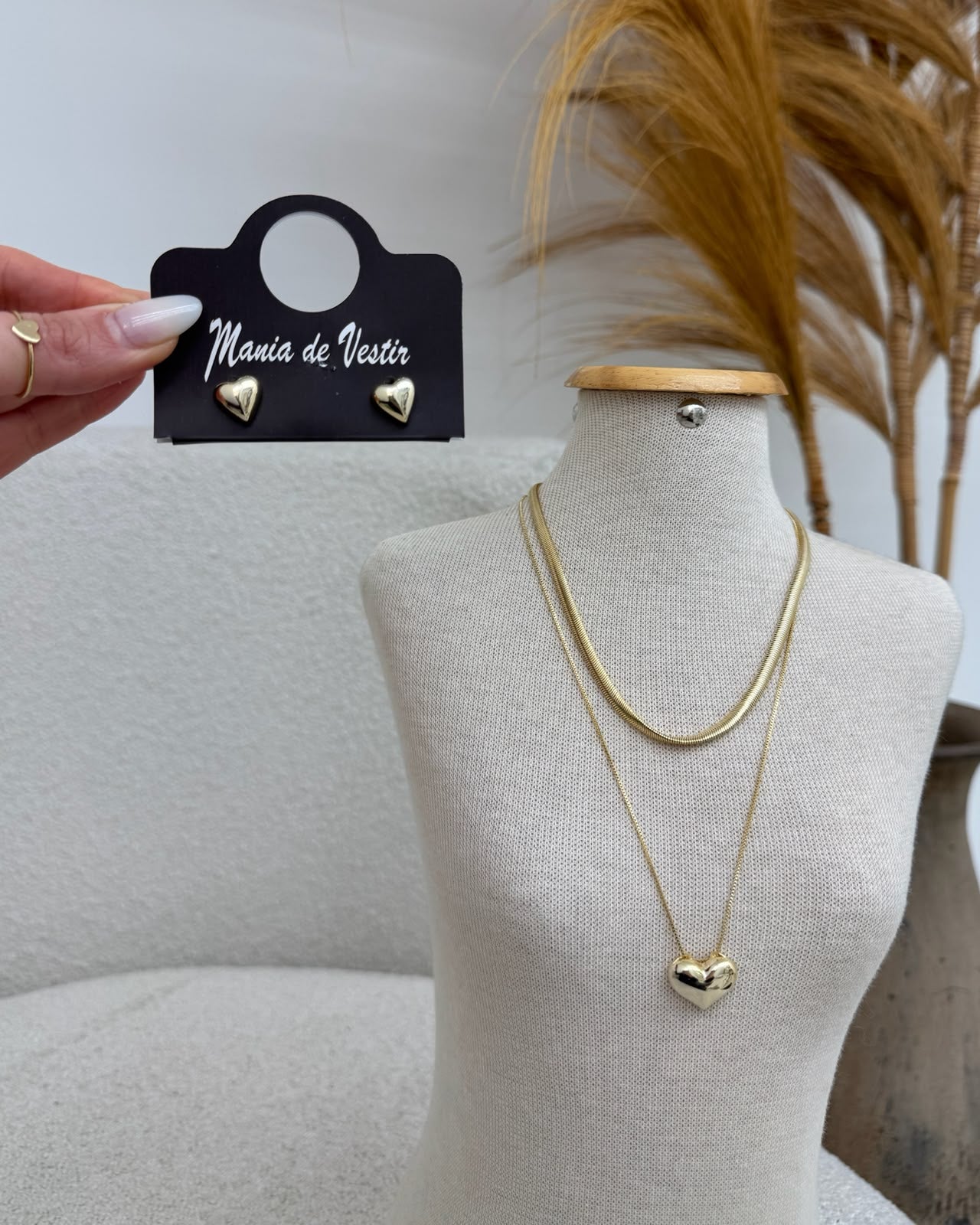 Conjunto Colar e Brinco Mania Essenza Dourado 135026