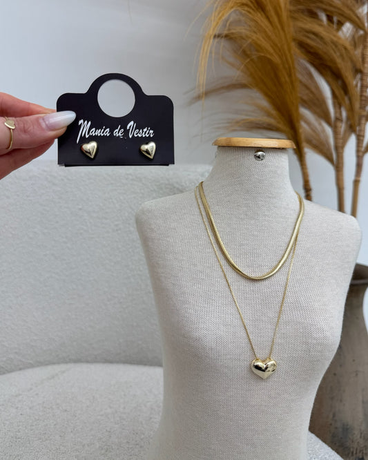 Conjunto Colar e Brinco Mania Essenza Dourado 135026