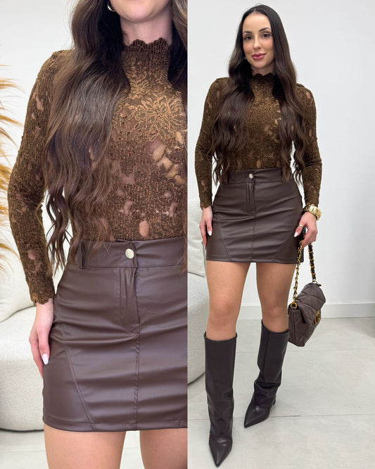 Blusa Renda Lauana Marrom 134667