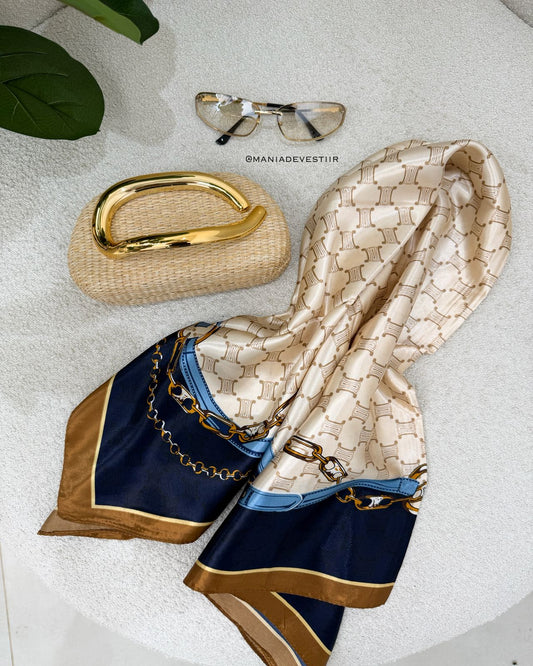 Lenço Mania Essenza Lia Azul/Creme 123921