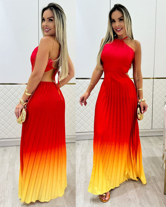 Vestido Amanda Amarelo/Vermelho 88916