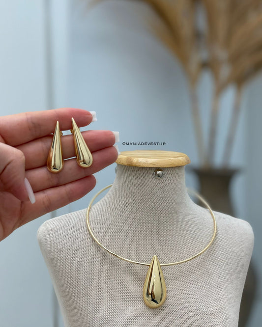 Conjunto Colar e Brinco Tailaine Dourado 96070