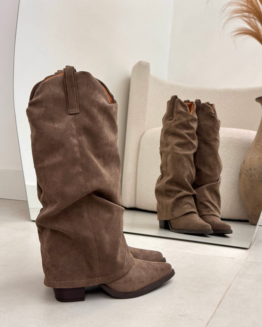 Western Boot Lust Shoes Alba Camurça Capuccino – 133357