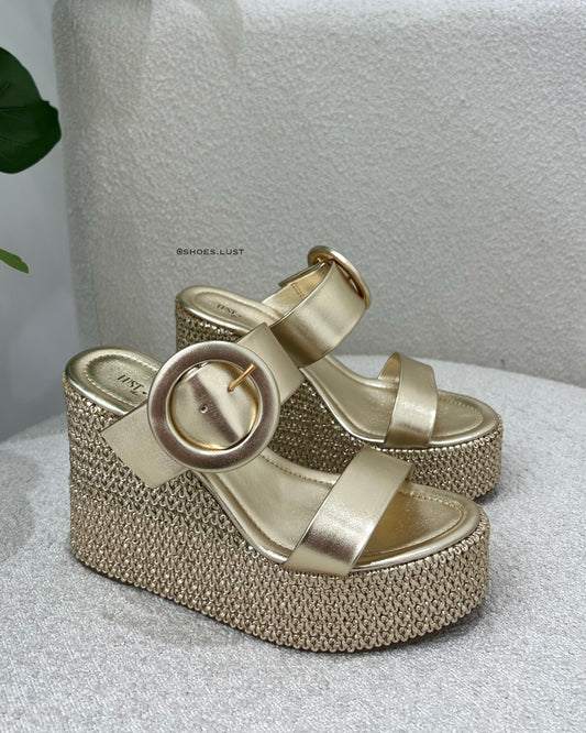 Tamanco Anabela Lust Shoes Miami Ouro Ligth – 116697