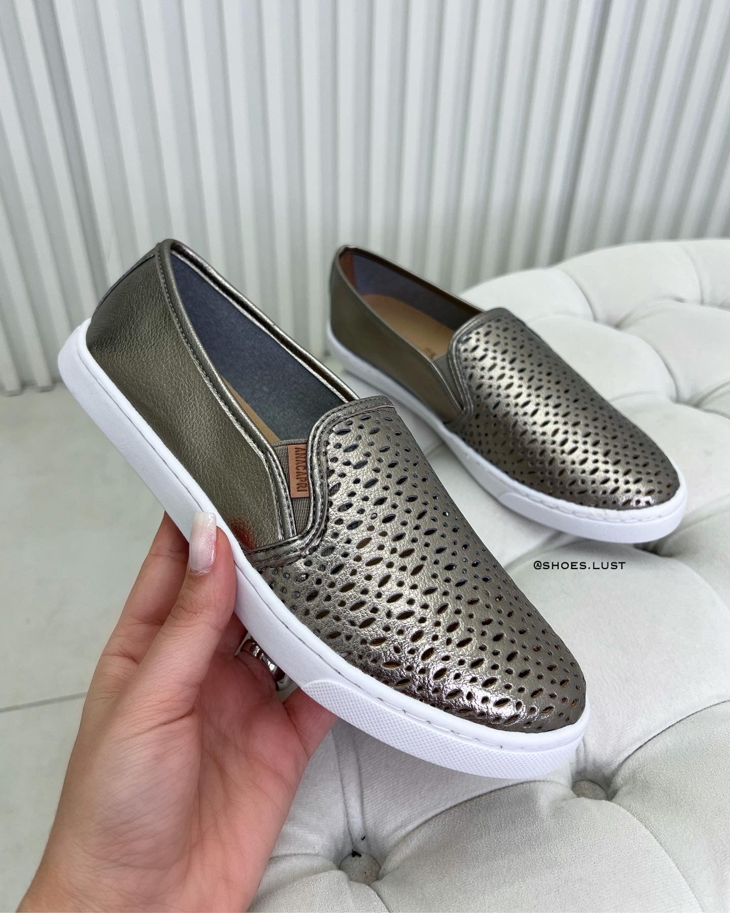 Tênis Slip On AnaCapri Prata Velho – 385664455