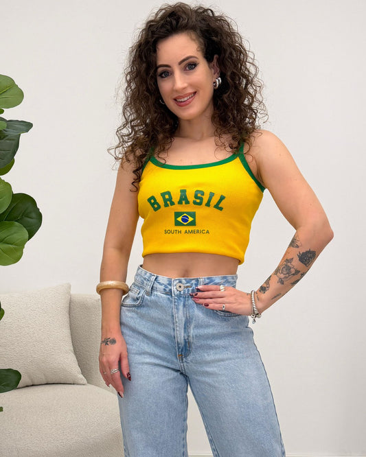 Cropped Carine Brasil Amarelo 126681