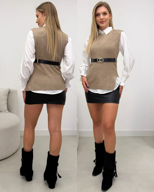 Conjunto Vivian Bege Escuro 129710