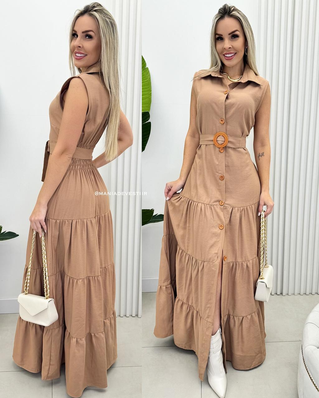 Vestido Kássia Bege Escuro 65581