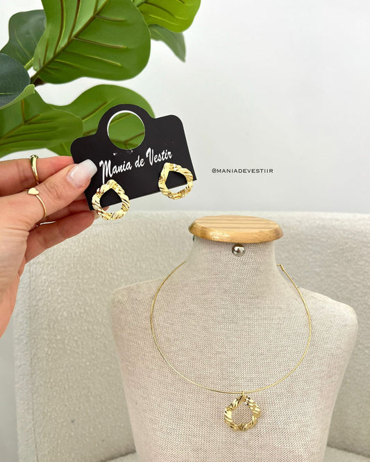 Conjunto Colar e Brinco Ellen Dourado 113586