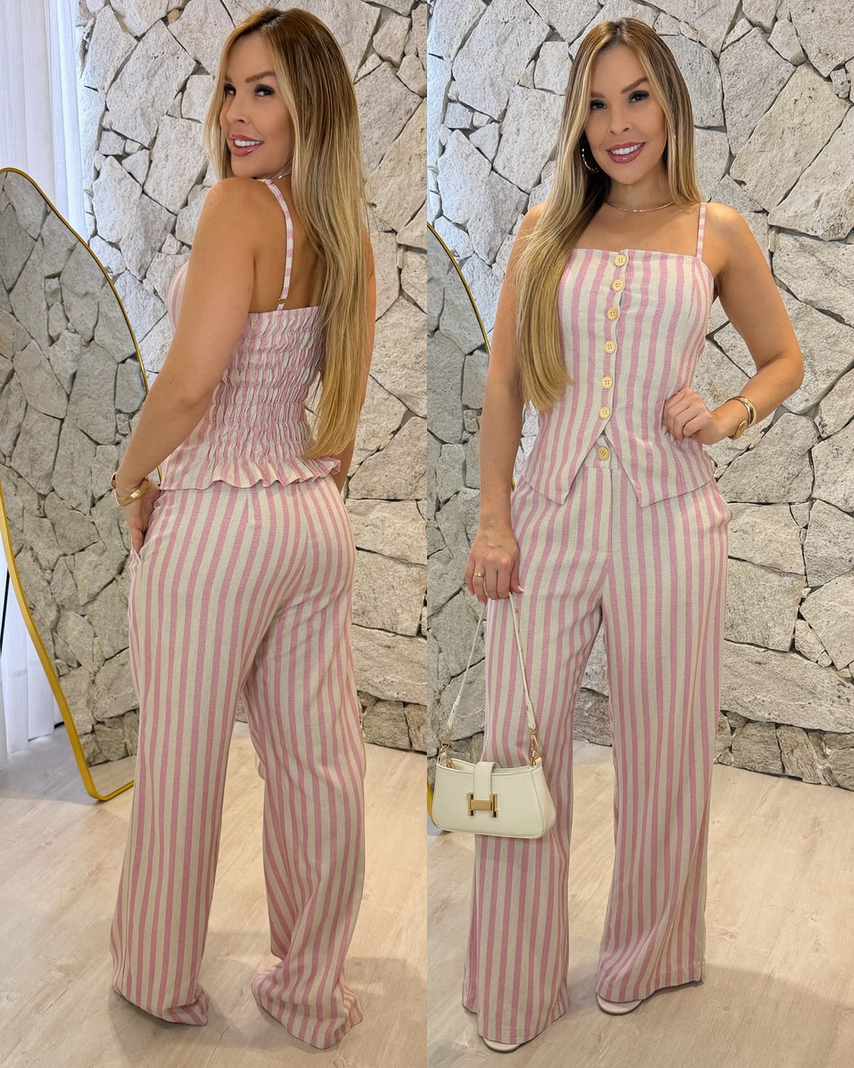 Conjunto Listrado Alice Rosa 137005
