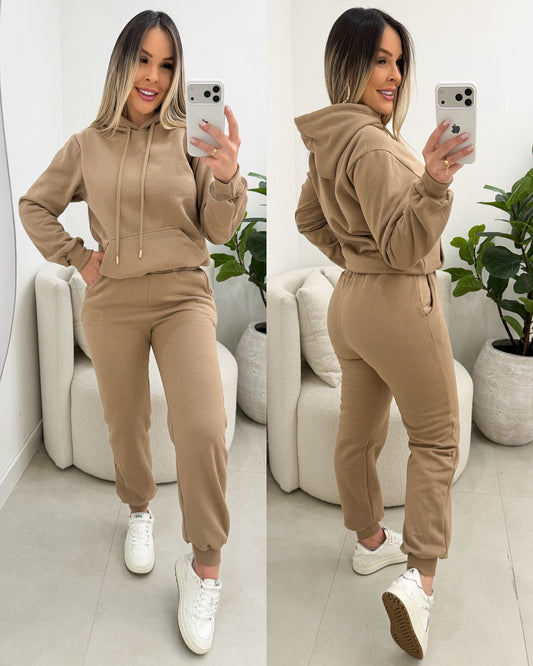 Conjunto Moletom Roberta Bege Escuro 134012