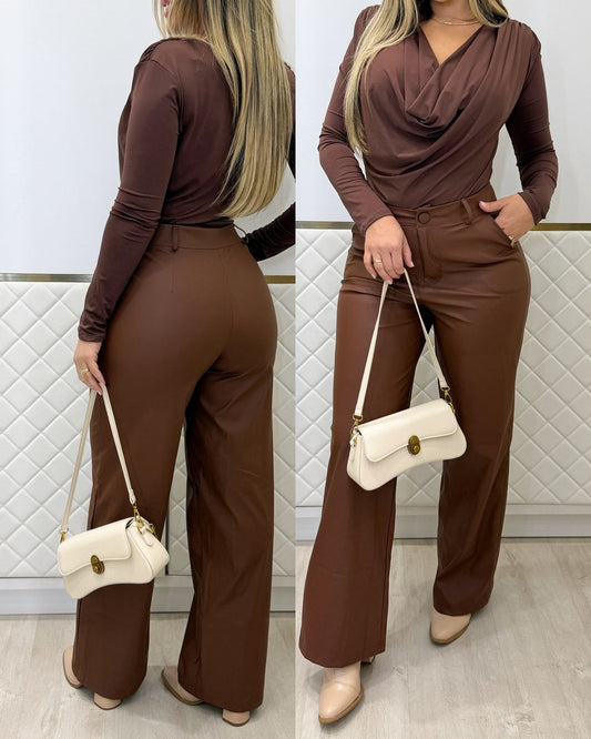Calça Courino Alice Marrom 134052