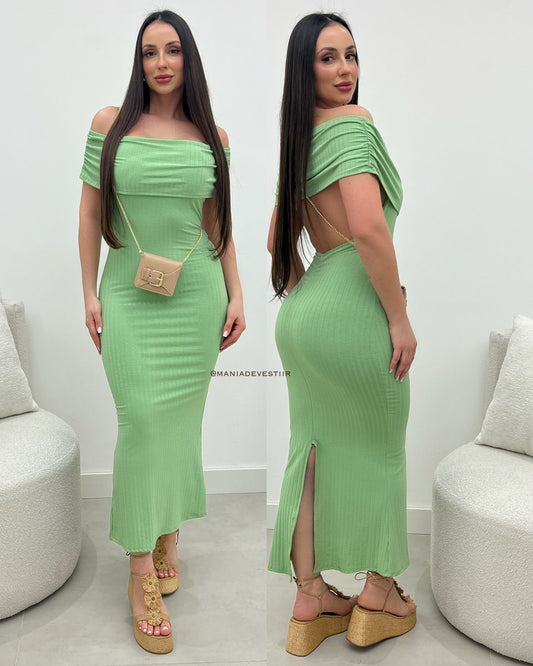 Vestido Canelado Giovana Verde 107046