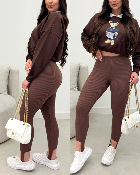 Calça Legging Lã Sara Marrom 135371