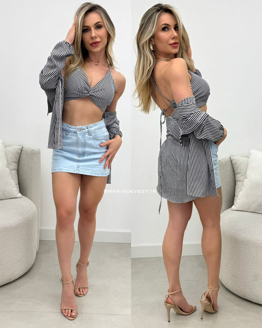 BLACK Conjunto Luiza Listras Off/Black 116284