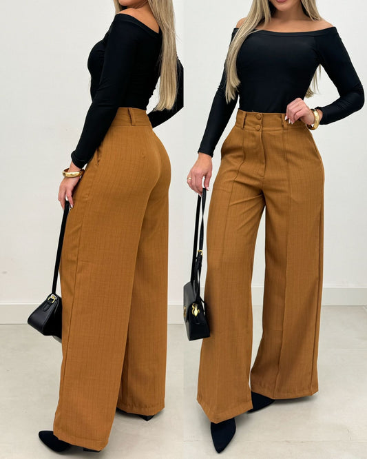 Calça Risca Giz Marrom 102850