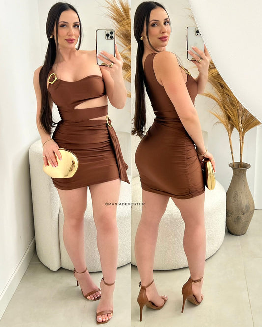 Vestido Regina Marrom 110117