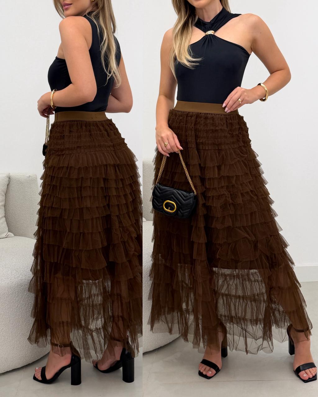 Saia Helena Marrom 114417